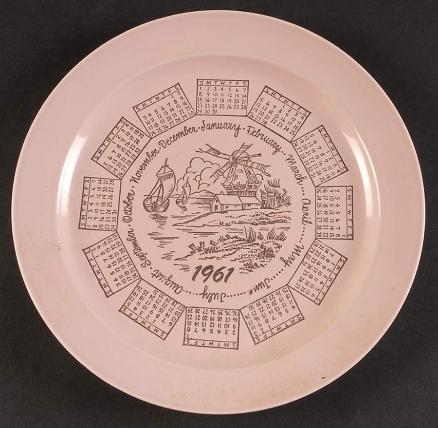 Luray Pastels Sharon Pink "1961" Calendar Plate by Taylor, Smith & Taylor (Ts&T)-1