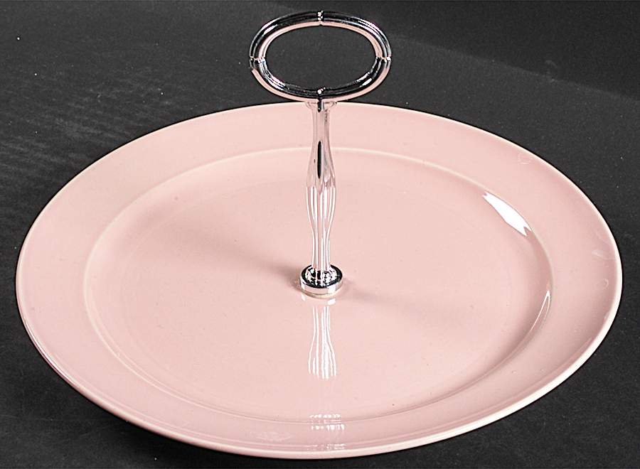 Luray Pastels Sharon Pink Round Serving Plate with Center Handle (Dp) Hc by Taylor, Smith & Taylor (Ts&T)-1