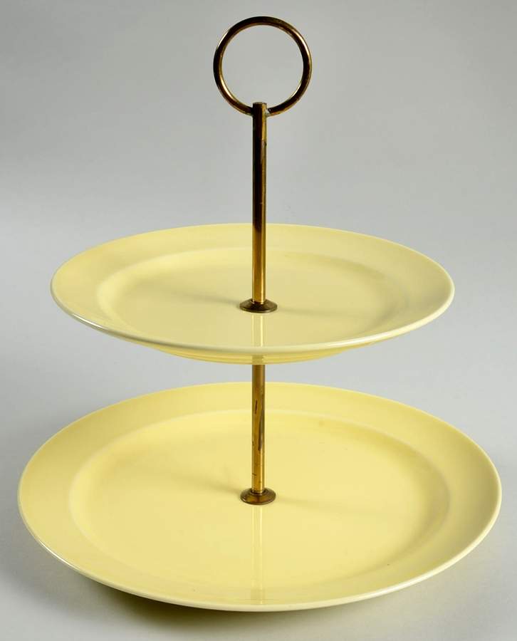 Luray Pastels Persian Cream Yellow 2 Tiered Serving Tray (Lunch & Bread/Butter Plate) by Taylor, Smith & Taylor (Ts&T)-1