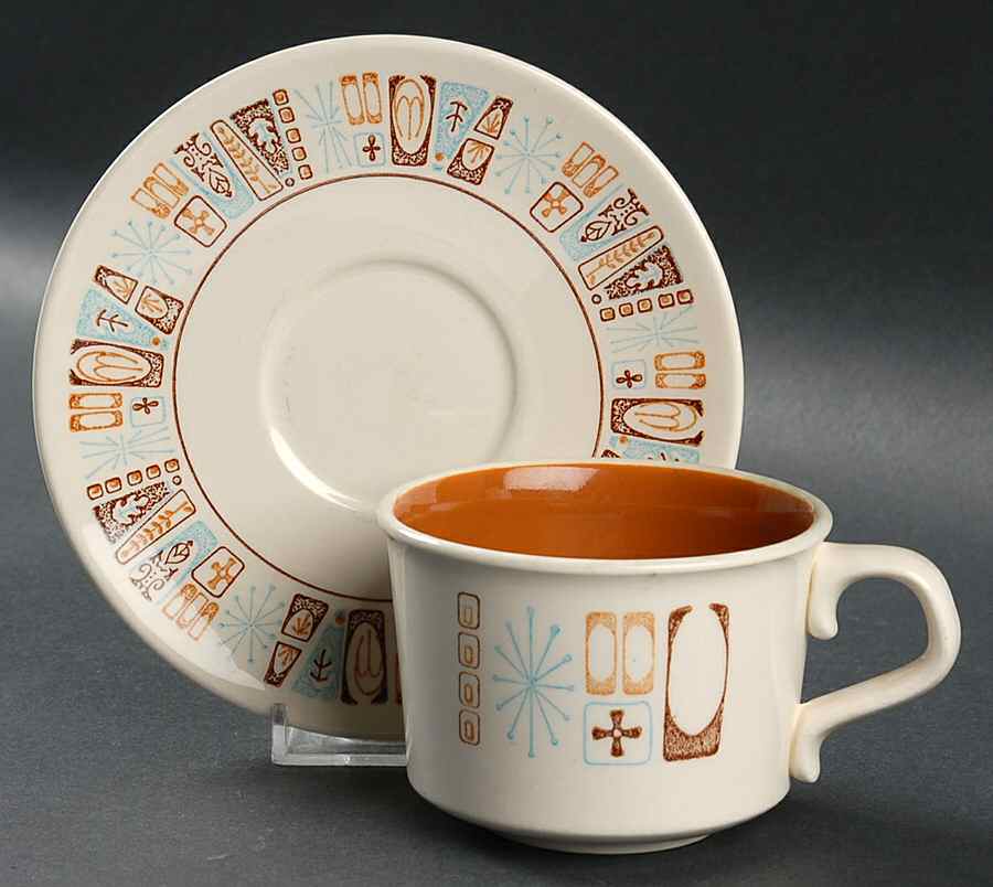 Moderne (Tst) Flat Cup & Saucer Set by Taylor, Smith & Taylor (Ts&T)-1