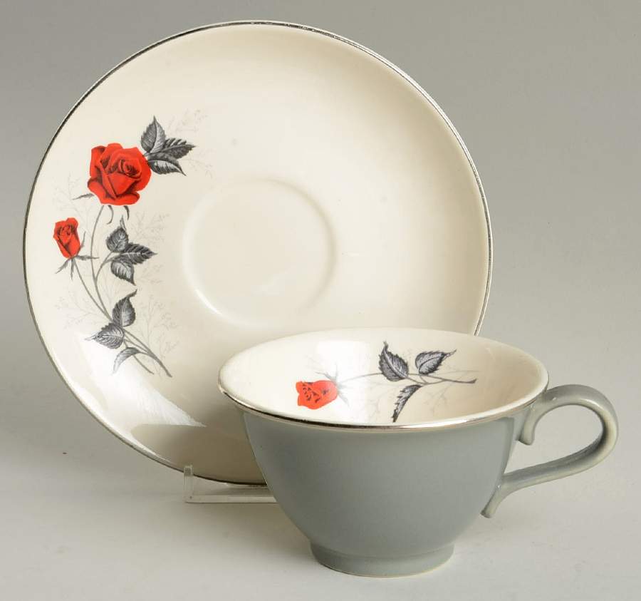 Moulin Rouge (Versatile Shape) Footed Cup & Saucer Set by Taylor, Smith & Taylor (Ts&T)-1