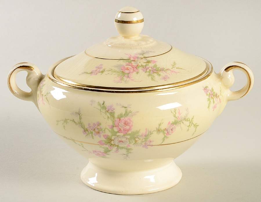 Moss Rose Sugar Bowl & Lid by Taylor, Smith & Taylor (Ts&T)-1