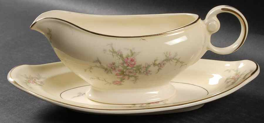 Moss Rose Gravy Boat & Underplate/Relish by Taylor, Smith & Taylor (Ts&T)-1