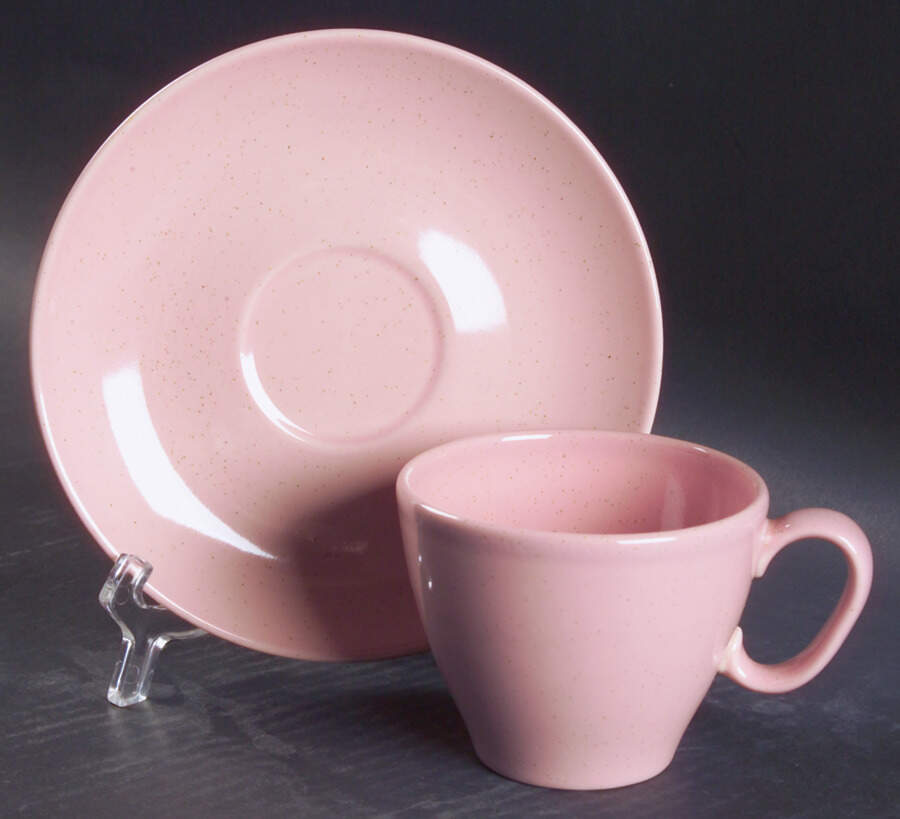 Pebbleford Pink Flat Cup & Saucer Set by Taylor, Smith & Taylor (Ts&T)-1