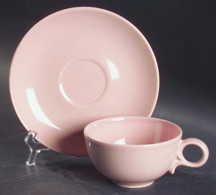 Pebbleford Pink Flat Cup & Saucer Set by Taylor, Smith & Taylor (Ts&T)-1