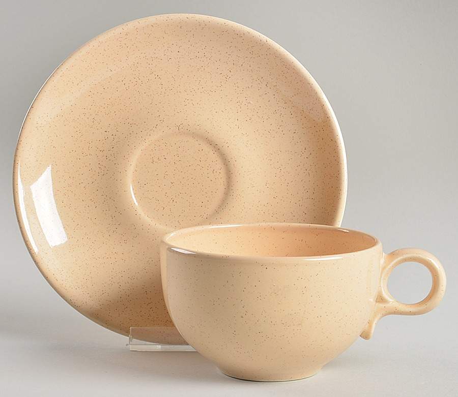 Pebbleford Sand Flat Cup & Saucer Set by Taylor, Smith & Taylor (Ts&T)-1
