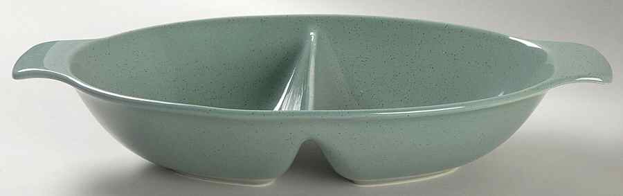 Pebbleford Teal Green 12" Oval Divided Vegetable Bowl by Taylor, Smith & Taylor (Ts&T)-1