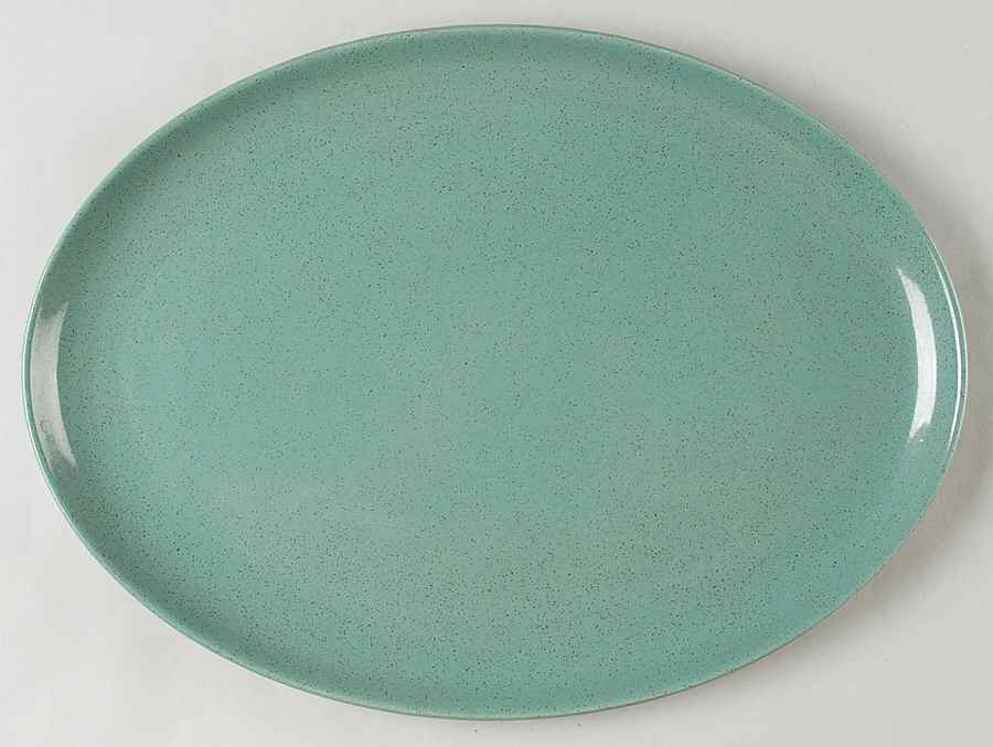 Pebbleford Teal Green 13" Oval Serving Platter by Taylor, Smith & Taylor (Ts&T)-1