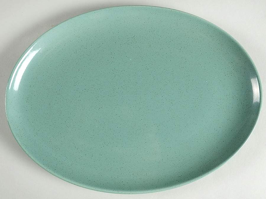 Pebbleford Teal Green 11" Oval Serving Platter by Taylor, Smith & Taylor (Ts&T)-1