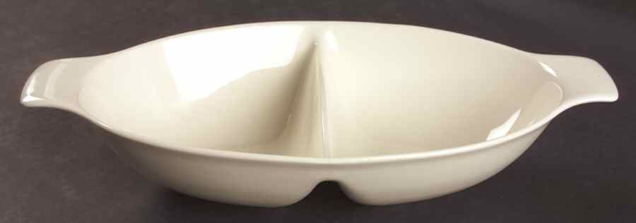 Pebbleford White Oval Divided Vegetable Bowl by Taylor, Smith & Taylor (Ts&T)-1