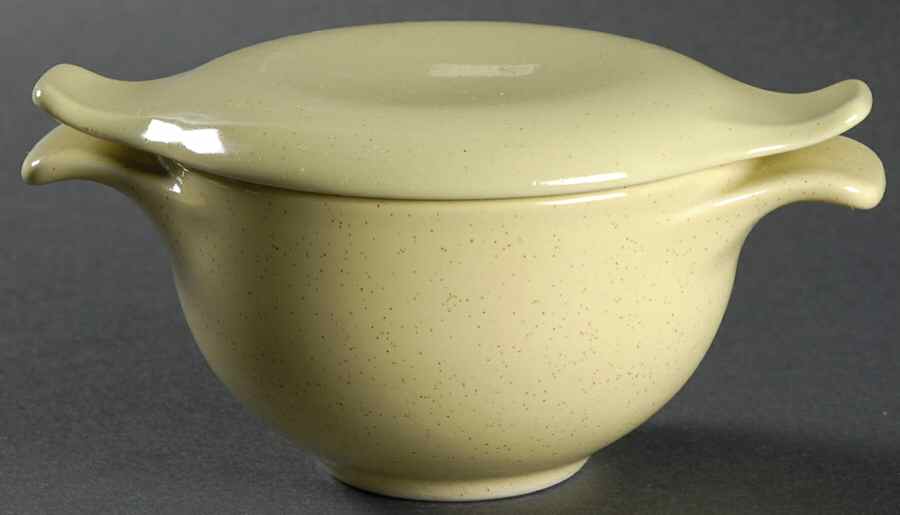 Pebbleford Sunburst Yellow Sugar Bowl & Lid by Taylor, Smith & Taylor (Ts&T)-1