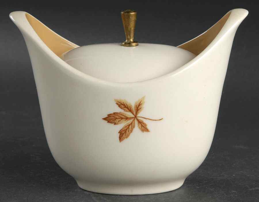 Random Leaves Sugar Bowl & Lid by Taylor, Smith & Taylor (Ts&T)-1
