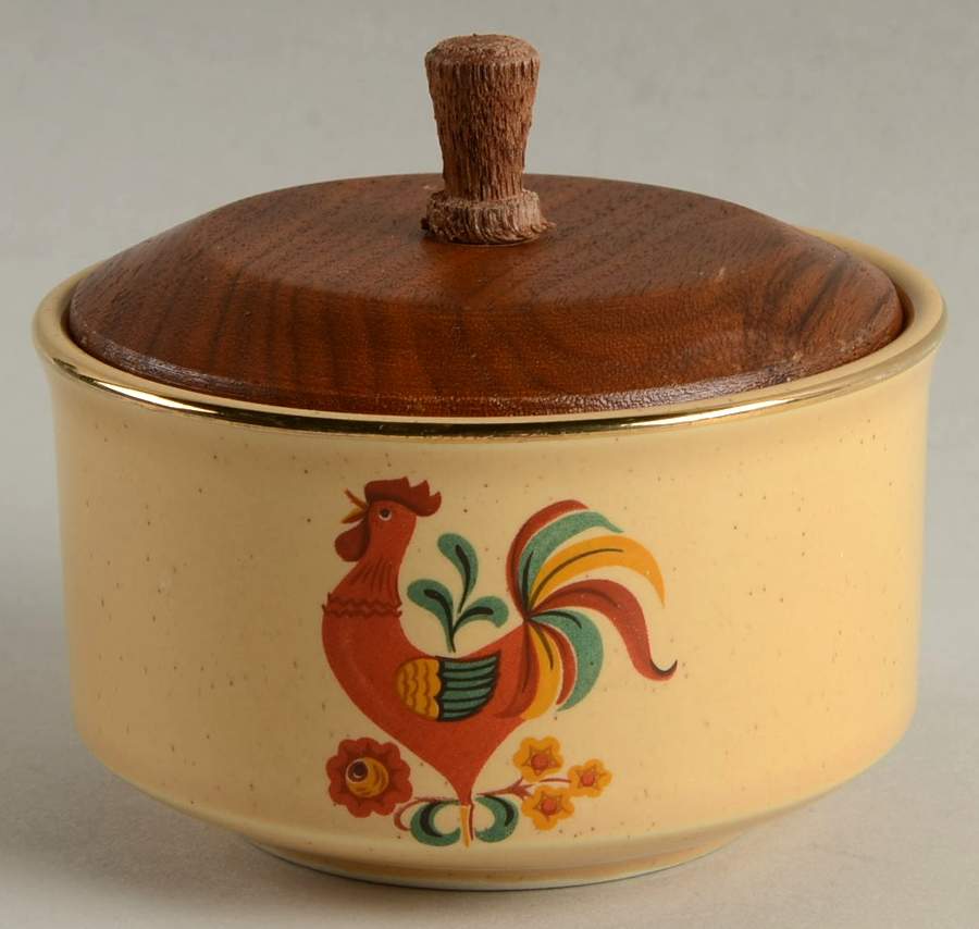 Reveille (Gold Trim) Sugar Bowl & Lid by Taylor, Smith & Taylor (Ts&T)-1