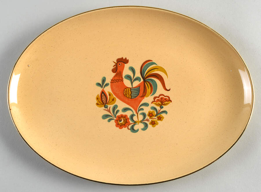 Reveille (Red Trim) 11" Oval Serving Platter by Taylor, Smith & Taylor (Ts&T)-1