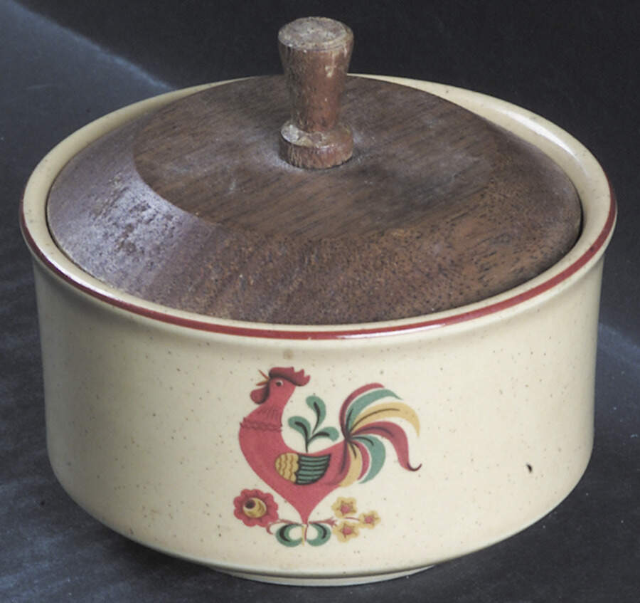 Reveille (Red Trim) Sugar Bowl & Lid by Taylor, Smith & Taylor (Ts&T)-1