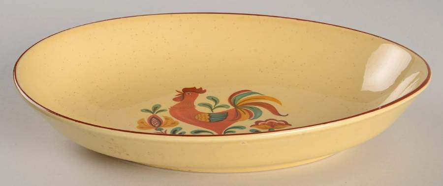 Reveille (Red Trim) 9" Oval Vegetable Bowl by Taylor, Smith & Taylor (Ts&T)-1
