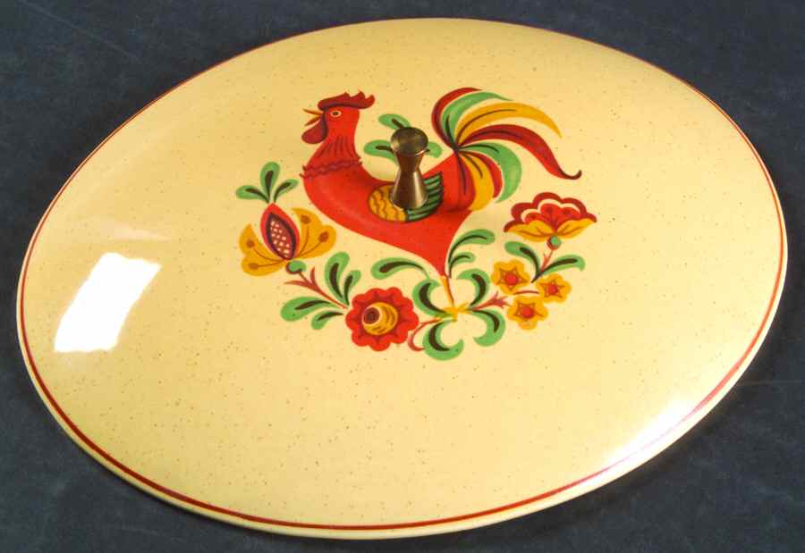 Reveille (Red Trim) Lid for Oval Vegetable by Taylor, Smith & Taylor (Ts&T)-1