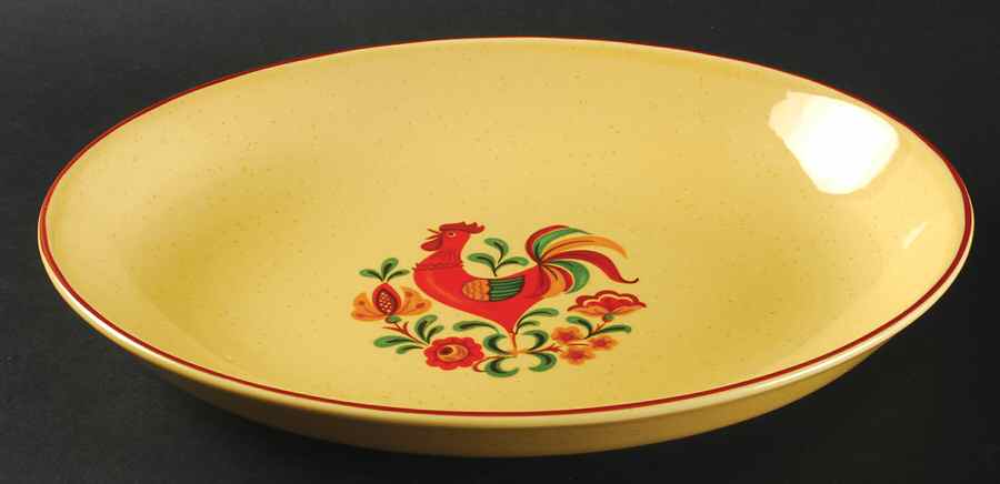 Reveille (Red Trim) 11" Oval Vegetable Bowl by Taylor, Smith & Taylor (Ts&T)-1