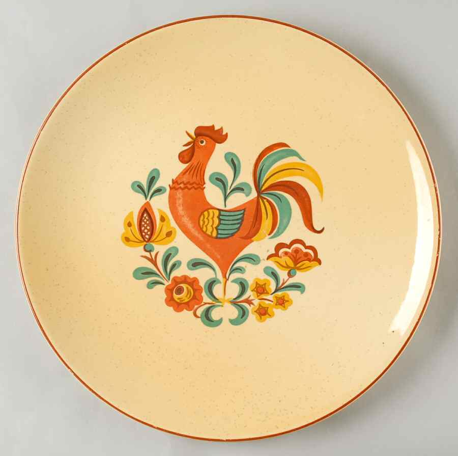 Reveille (Red Trim) 12" Chop Plate (Round Platter) by Taylor, Smith & Taylor (Ts&T)-1