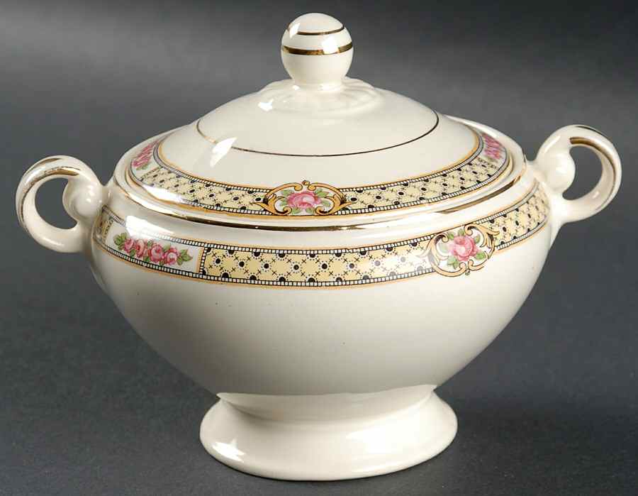Rose Lattice Sugar Bowl & Lid by Taylor, Smith & Taylor (Ts&T)-1