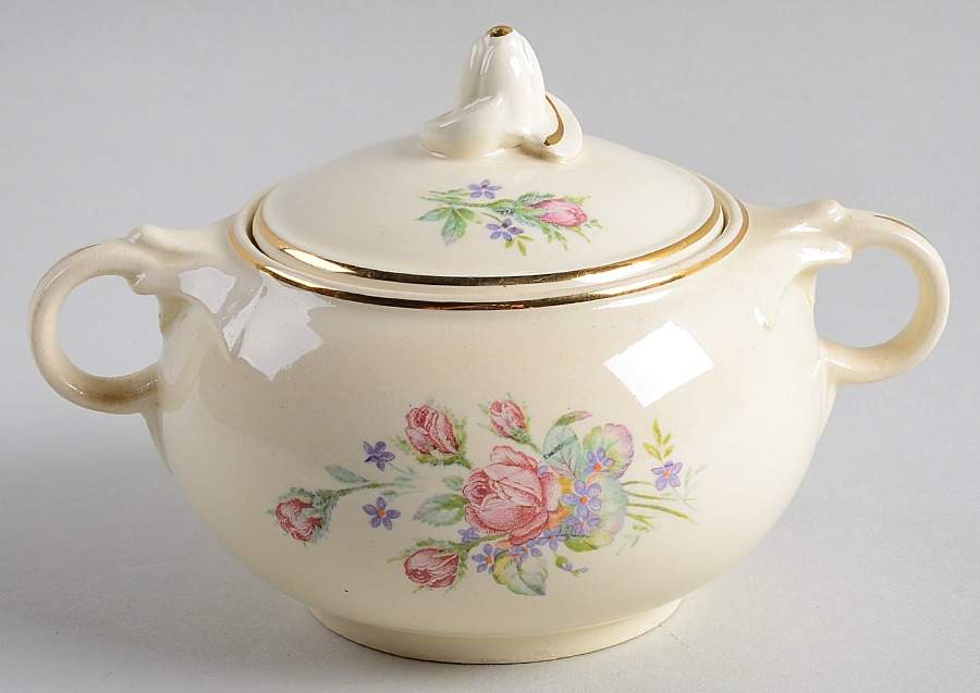 Roses Sugar Bowl & Lid by Taylor, Smith & Taylor (Ts&T)-1