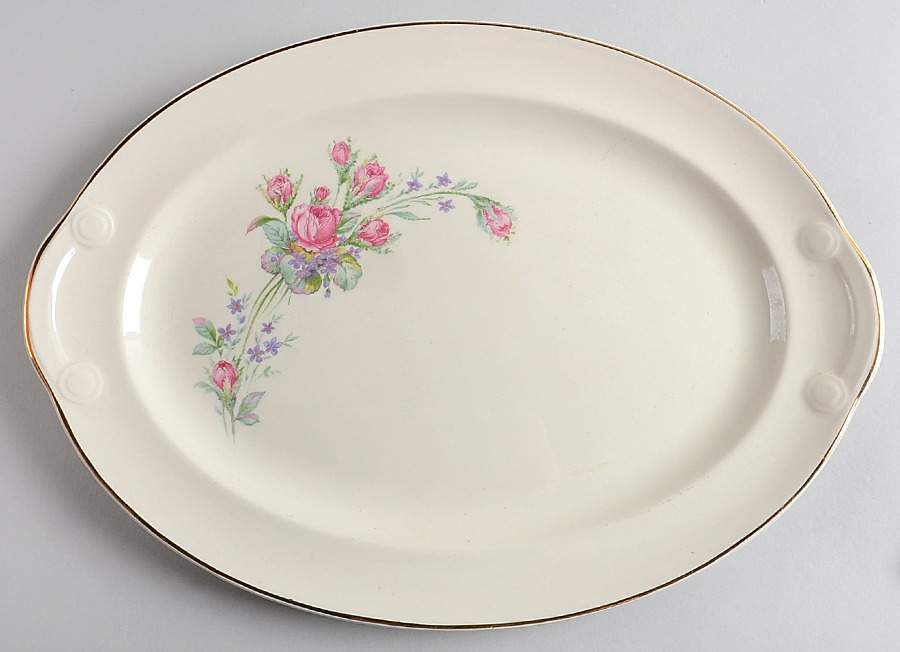 Roses 13" Oval Serving Platter by Taylor, Smith & Taylor (Ts&T)-1