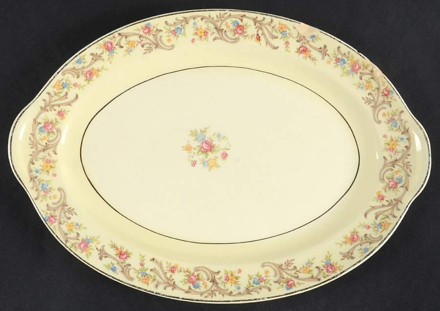 Scroll Border 11" Oval Serving Platter by Taylor, Smith & Taylor (Ts&T)-1