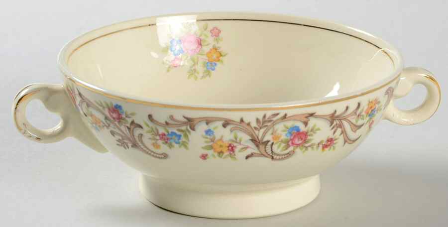 Scroll Border Footed Cream Soup Bowl by Taylor, Smith & Taylor (Ts&T)-1