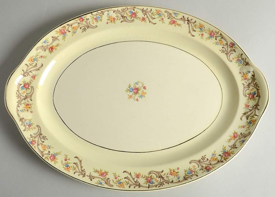 Scroll Border 15" Oval Serving Platter by Taylor, Smith & Taylor (Ts&T)-1