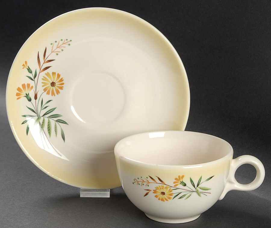 Shasta Daisy Flat Cup & Saucer Set by Taylor, Smith & Taylor (Ts&T)-1