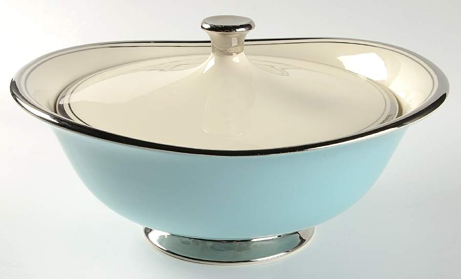 Silver Blue 9" Oval Vegetable Bowl by Taylor, Smith & Taylor (Ts&T)-1