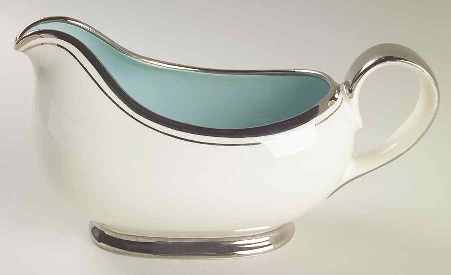Silver Blue Gravy Boat by Taylor, Smith & Taylor (Ts&T)-1