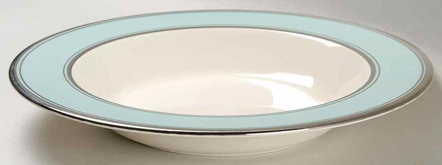 Silver Blue Large Rim Soup Bowl by Taylor, Smith & Taylor (Ts&T)-1