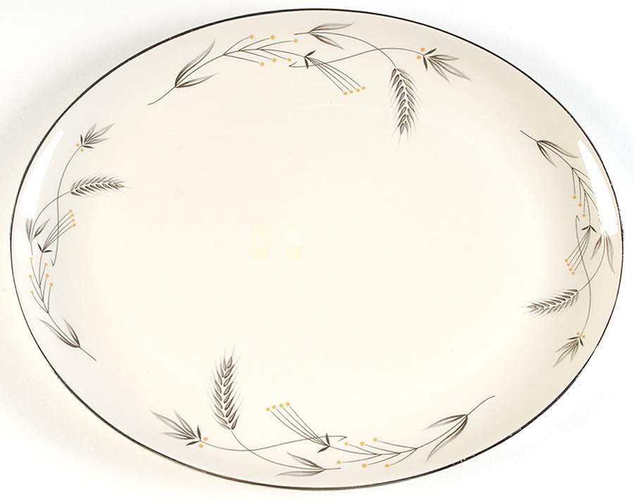 Silver Wheat 13" Oval Serving Platter by Taylor, Smith & Taylor (Ts&T)-1