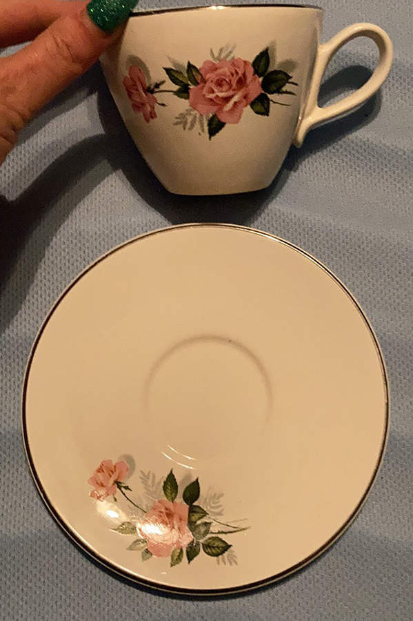 Summer Rose Gold Flat Cup & Saucer Set by Taylor, Smith & Taylor (Ts&T)-1