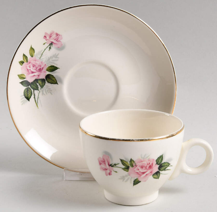 Summer Rose Gold Footed Cup & Saucer Set by Taylor, Smith & Taylor (Ts&T)-1
