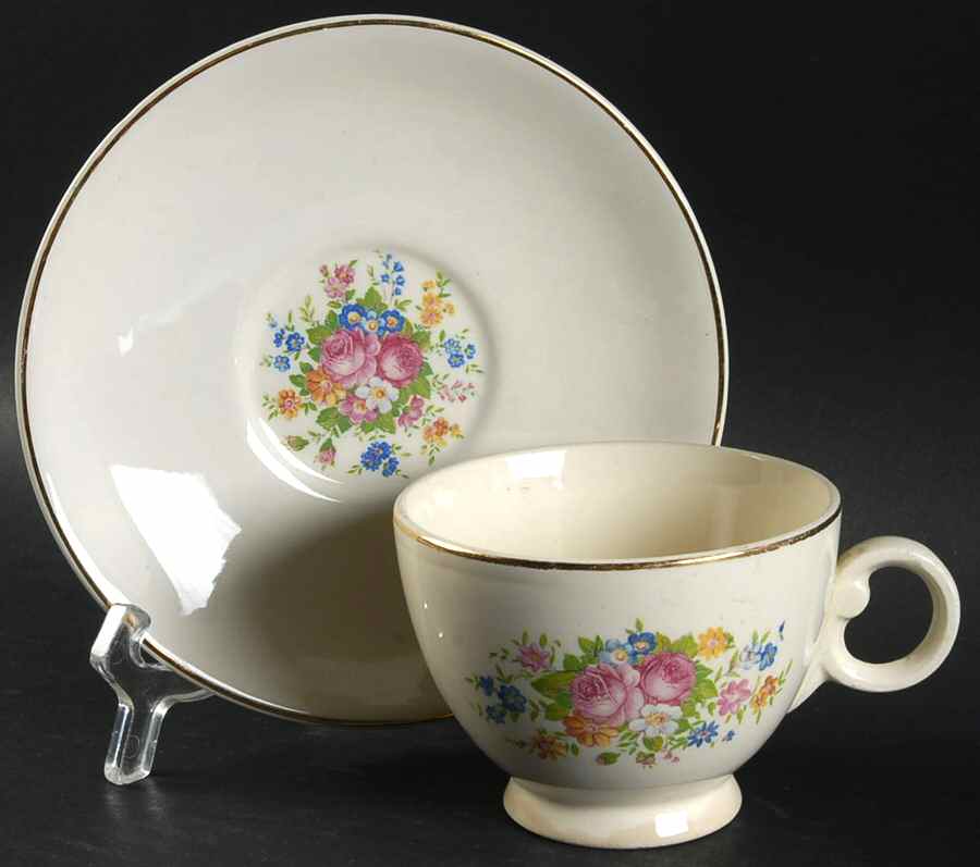 1821 Footed Cup & Saucer Set by Taylor, Smith & Taylor (Ts&T)-1