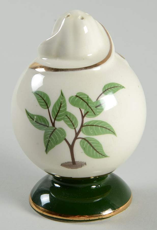 Coffee Tree (Green Rim, Gold Trim) Pepper Shaker by Taylor, Smith & Taylor (Ts&T)-1