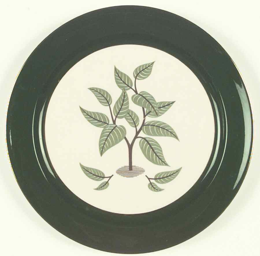 Coffee Tree (Green Rim, Gold Trim) Dinner Plate by Taylor, Smith & Taylor (Ts&T)-1