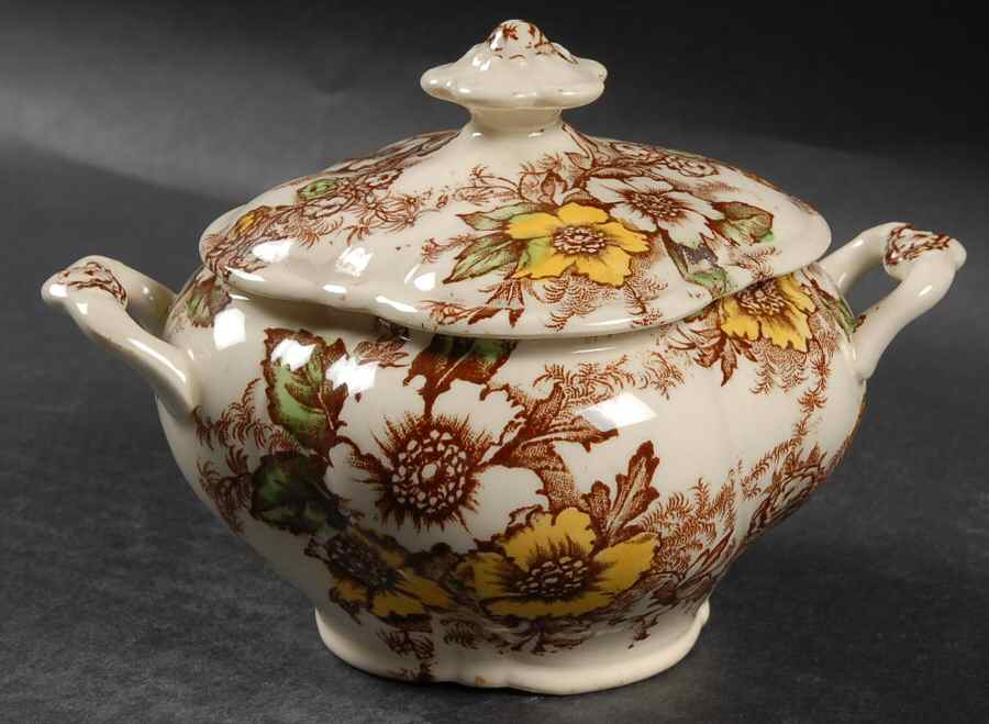 Dogwood Sugar Bowl & Lid by Taylor, Smith & Taylor (Ts&T)-1