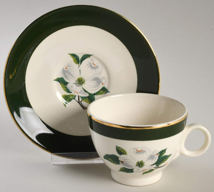 2203 Footed Cup & Saucer Set by Taylor, Smith & Taylor (Ts&T)-1