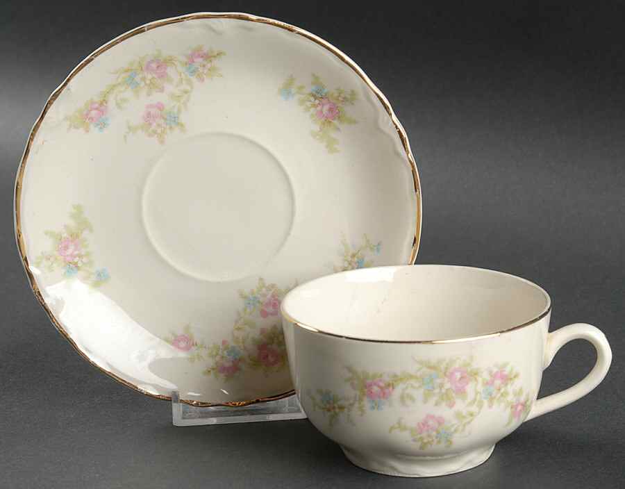 1697 (Scallop) Flat Cup & Saucer Set by Taylor, Smith & Taylor (Ts&T)-1