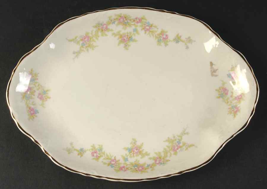 1697 (Scallop) 11" Oval Serving Platter by Taylor, Smith & Taylor (Ts&T)-1