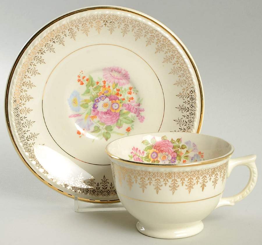 1684 Footed Cup & Saucer Set by Taylor, Smith & Taylor (Ts&T)-1