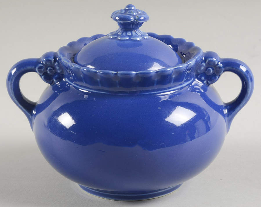 Vistosa Cobalt Blue Sugar Bowl & Lid by Taylor, Smith & Taylor (Ts&T)-1