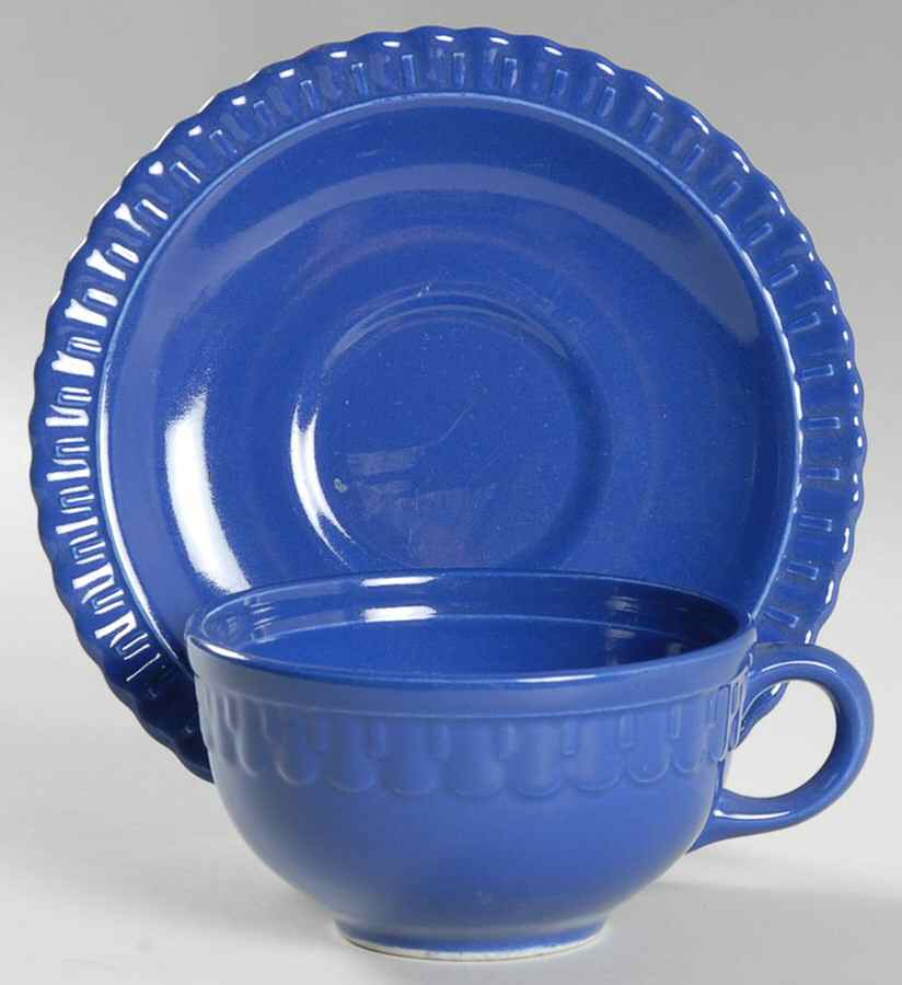 Vistosa Cobalt Blue Flat Cup & Saucer Set by Taylor, Smith & Taylor (Ts&T)-1