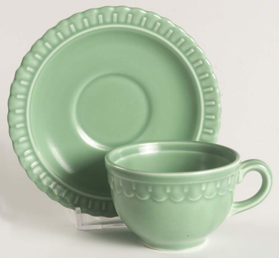 Vistosa Green Flat Demitasse Cup & Saucer Set by Taylor, Smith & Taylor (Ts&T)-1