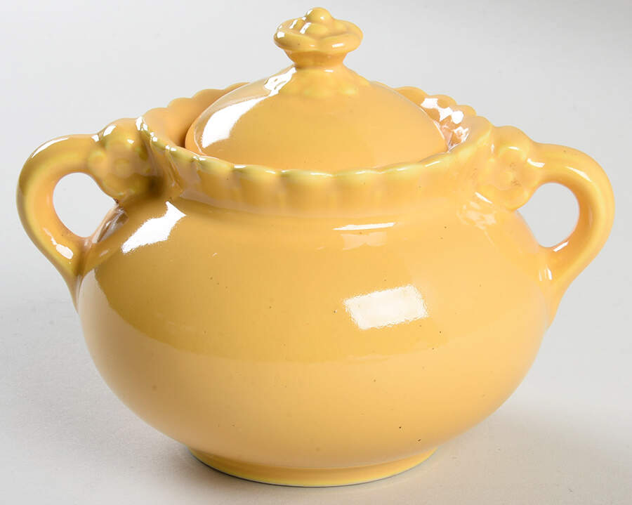 Vistosa Yellow Sugar Bowl & Lid by Taylor, Smith & Taylor (Ts&T)-1