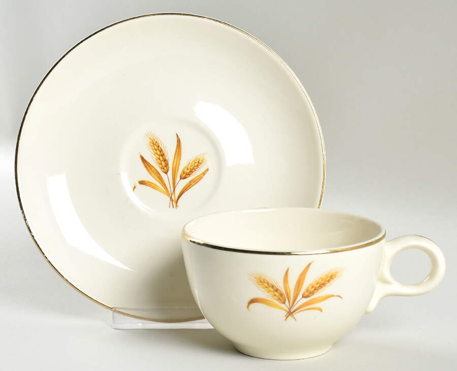 Wheat Flat Cup & Saucer Set by Taylor, Smith & Taylor (Ts&T)-1