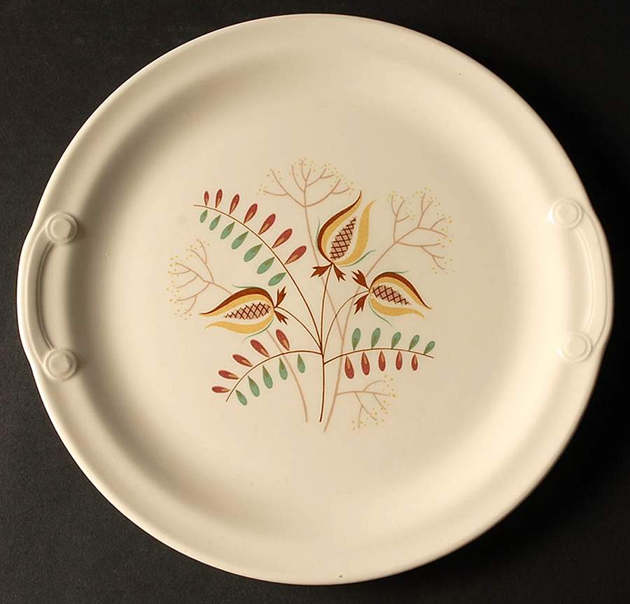 Wood Hue Handled Cake Plate by Taylor, Smith & Taylor (Ts&T)-1
